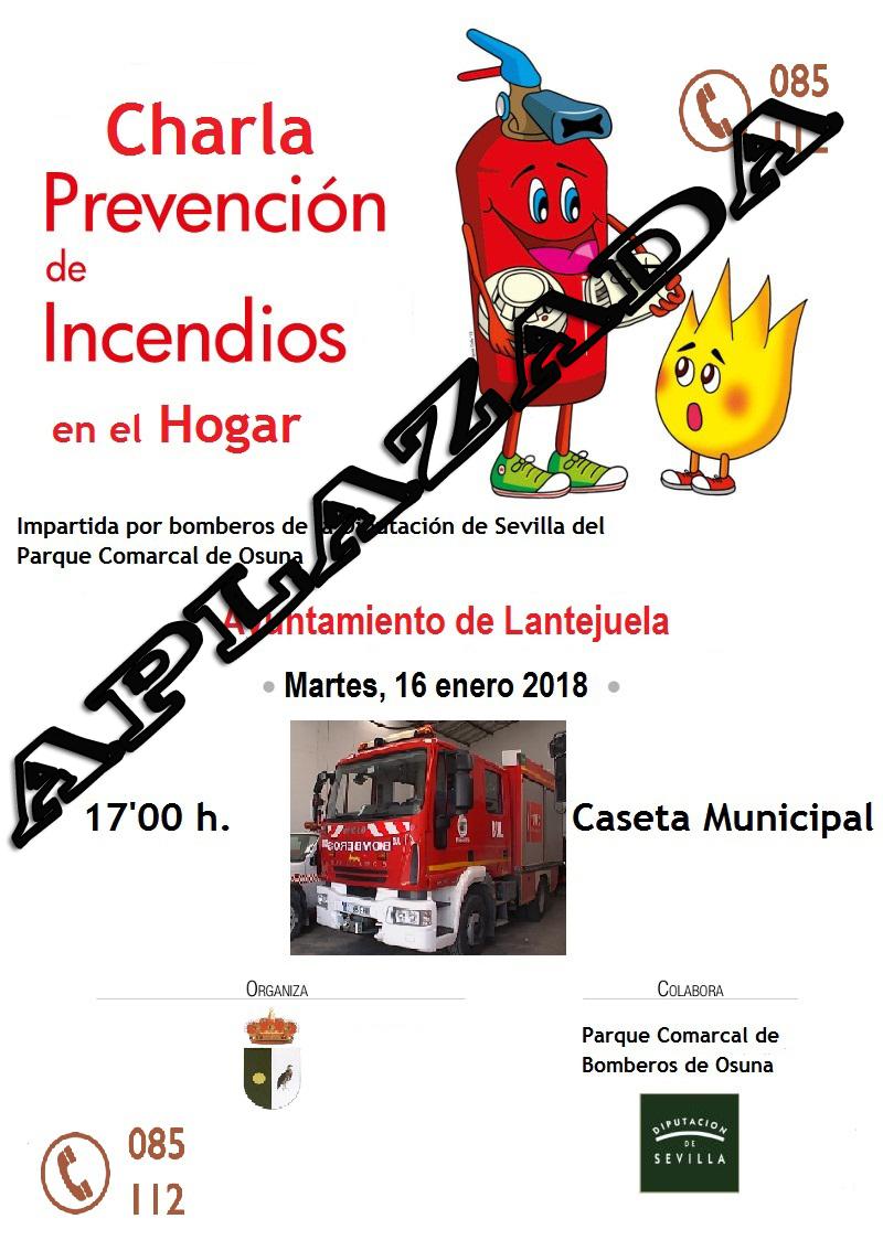 Aplazada cartel charla prevención de incendios