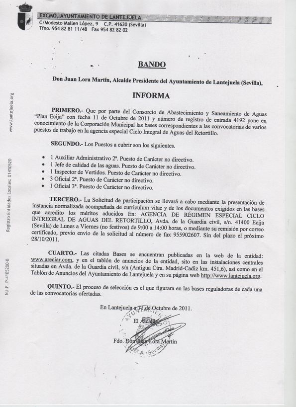 Bando Plazas Plan Ecija