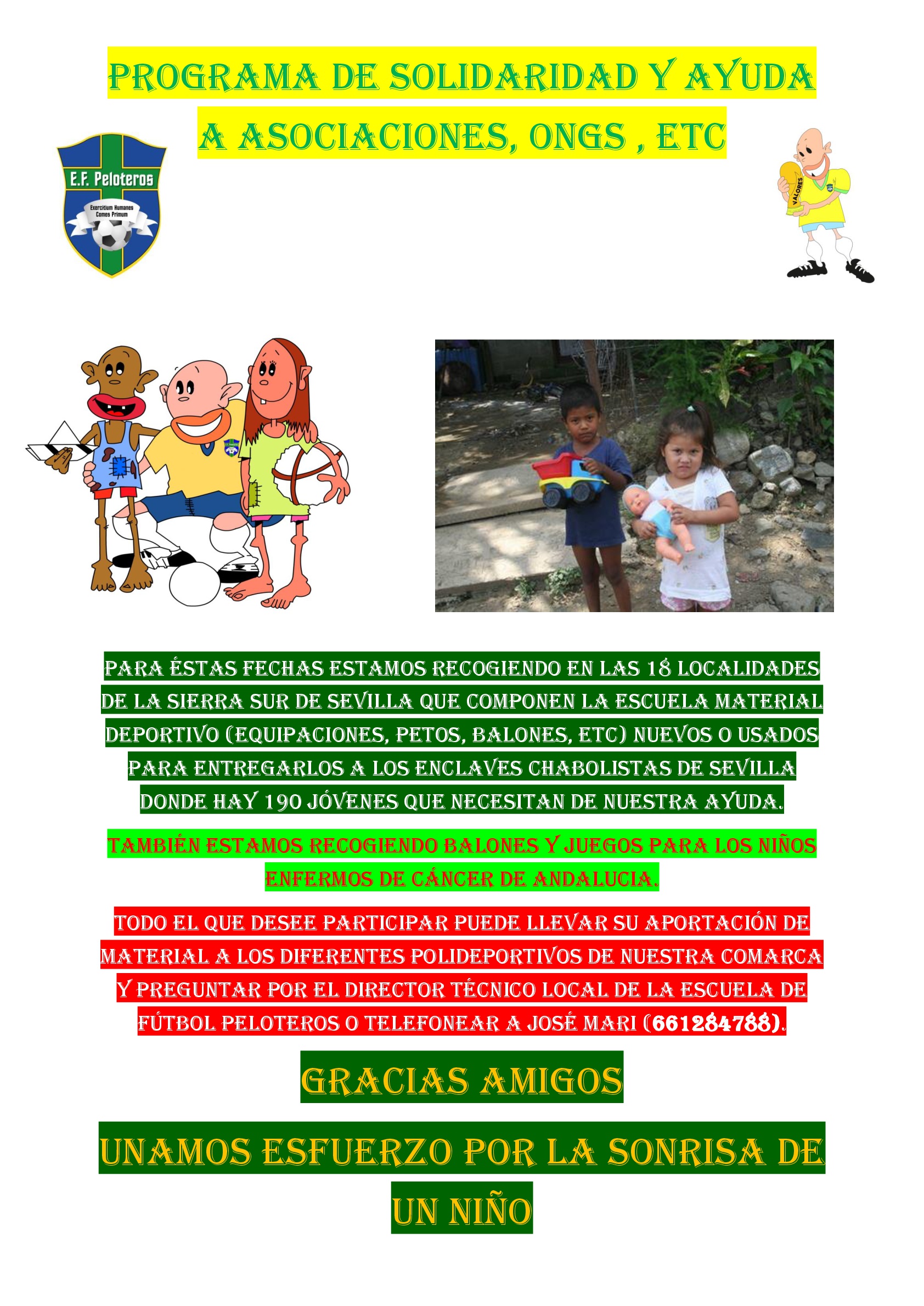 CAMPAÑA MATERIAL DEPORTIVO PARA NECESITADOS 2018-001