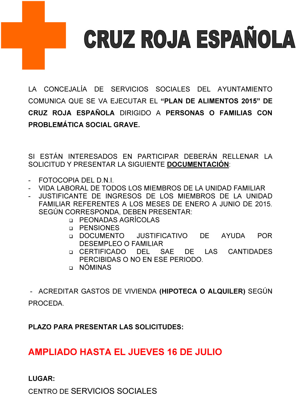 CARTEL 2015 Cruz roja