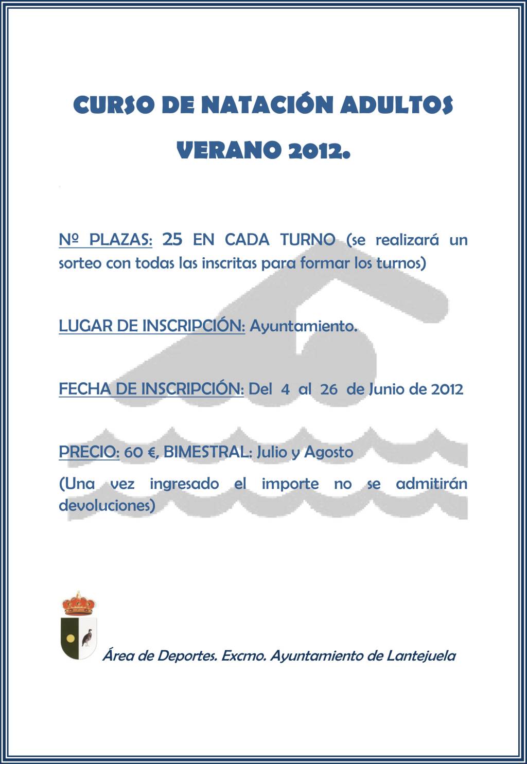 CARTEL CURSO DE NATACIÓN ADULTOS