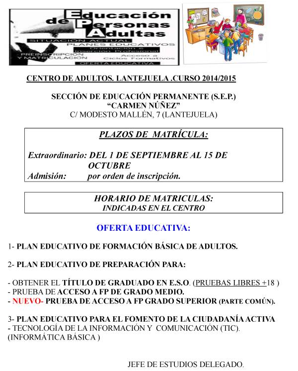 CARTEL MATRICULA centro de adultos