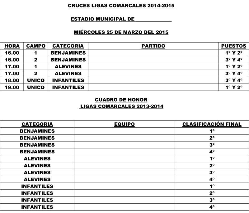 CRUCE DE LIGAS COMARCALES