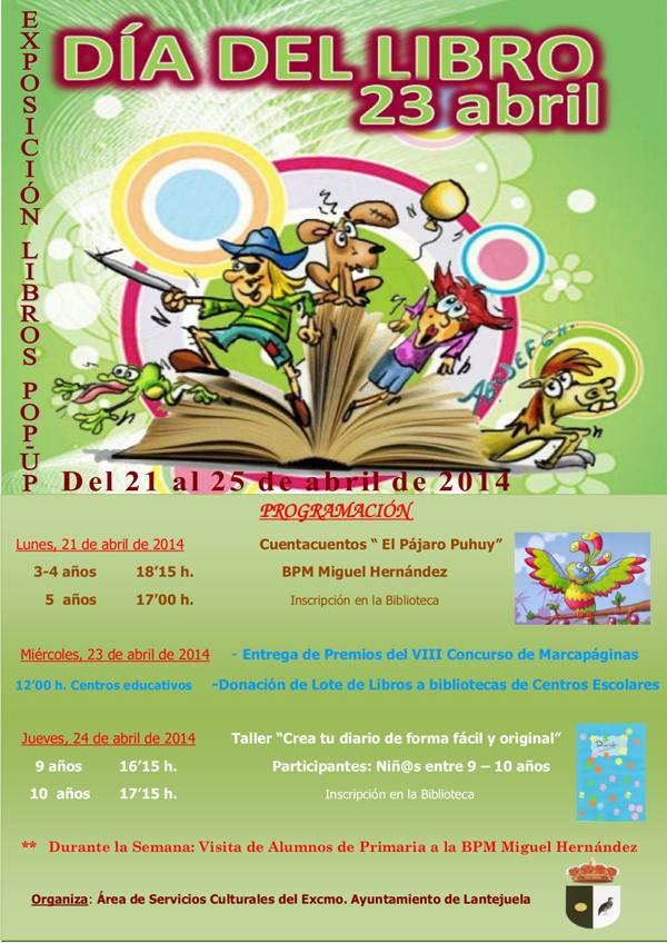 Cartel Celebración día del Libro 2014 con escudo