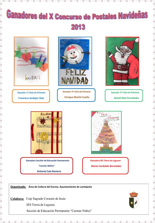 Cartel ganadores concurso de postales 2013