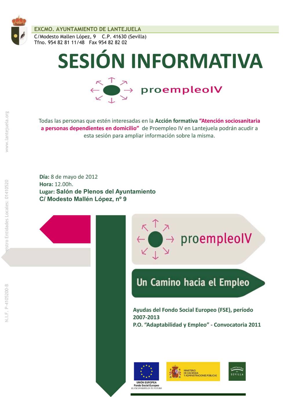 Cartel sesión informativa Proempleo VI