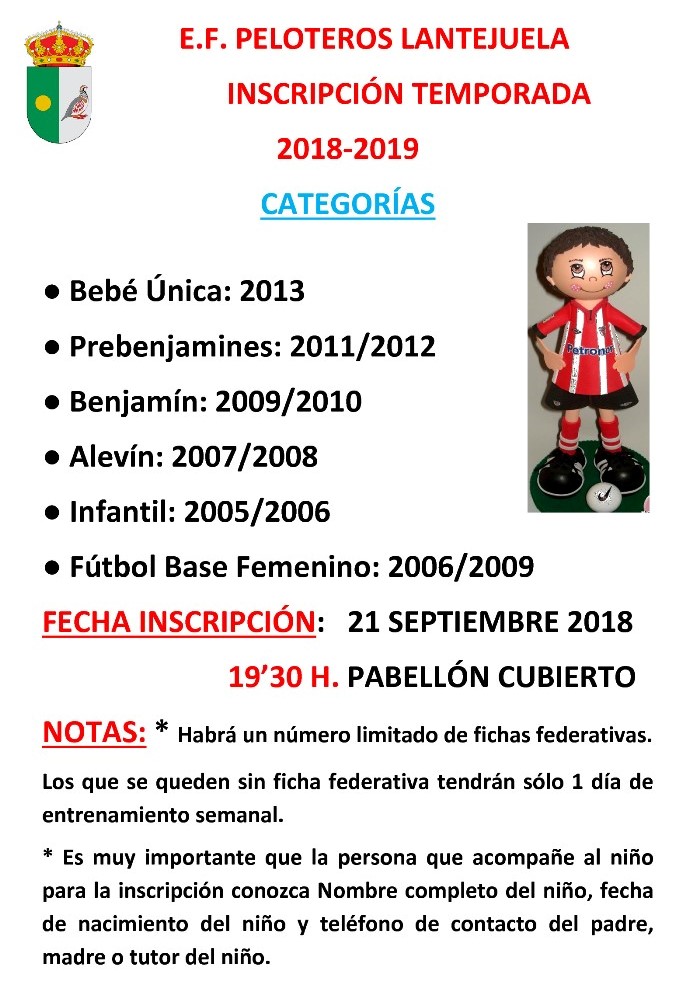 E.F. Lantejuela. Inscripción