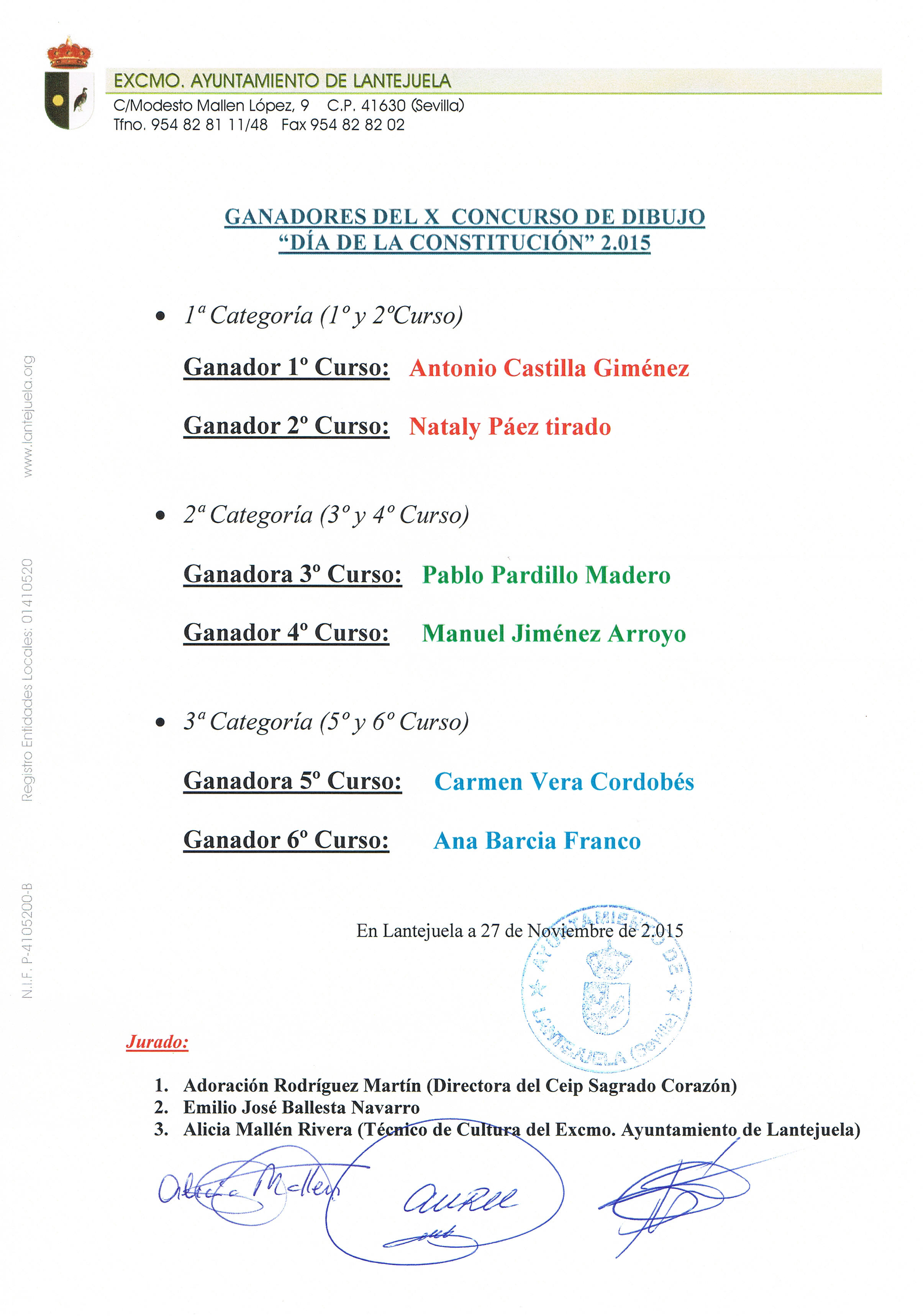 acta ganadores Constitución