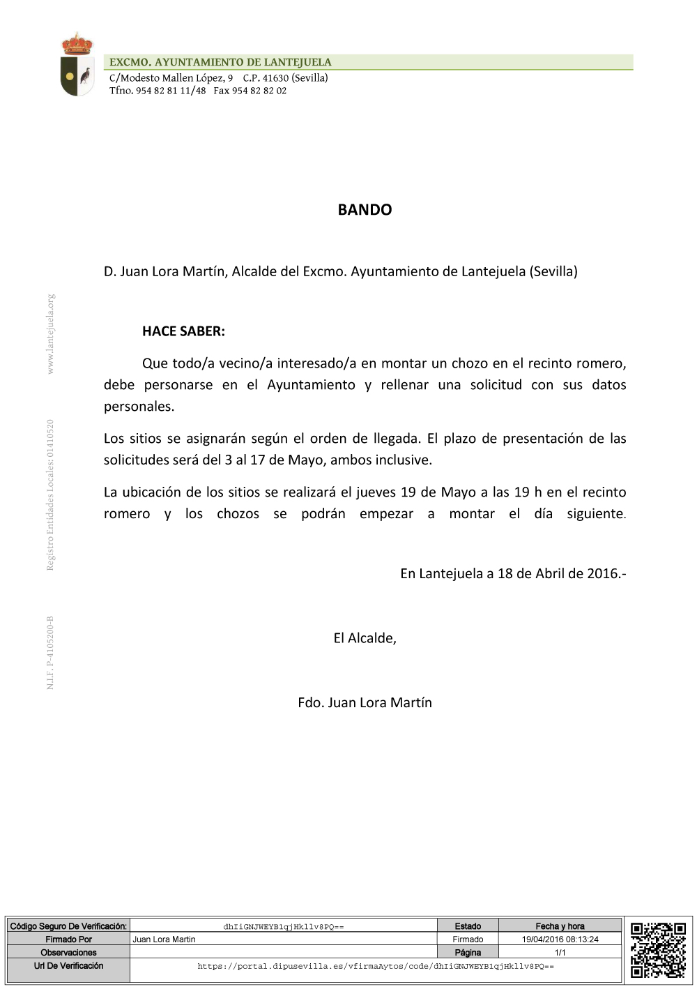 bando sitios romeria 2016