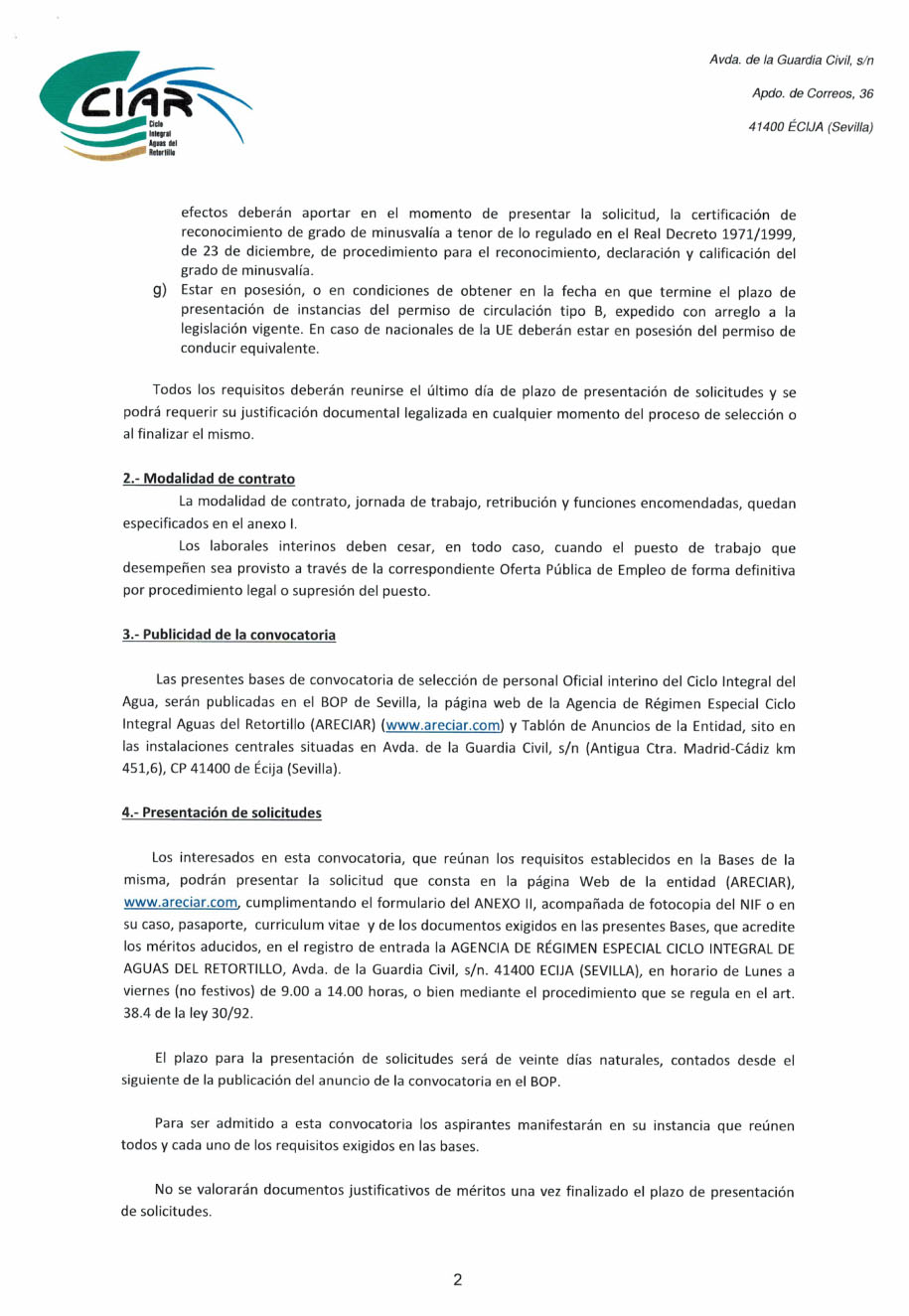oferta de empleo CIAR-3