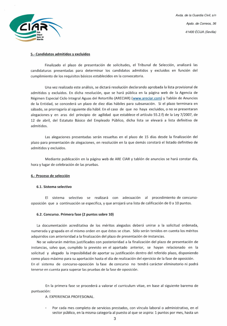 oferta de empleo CIAR-4