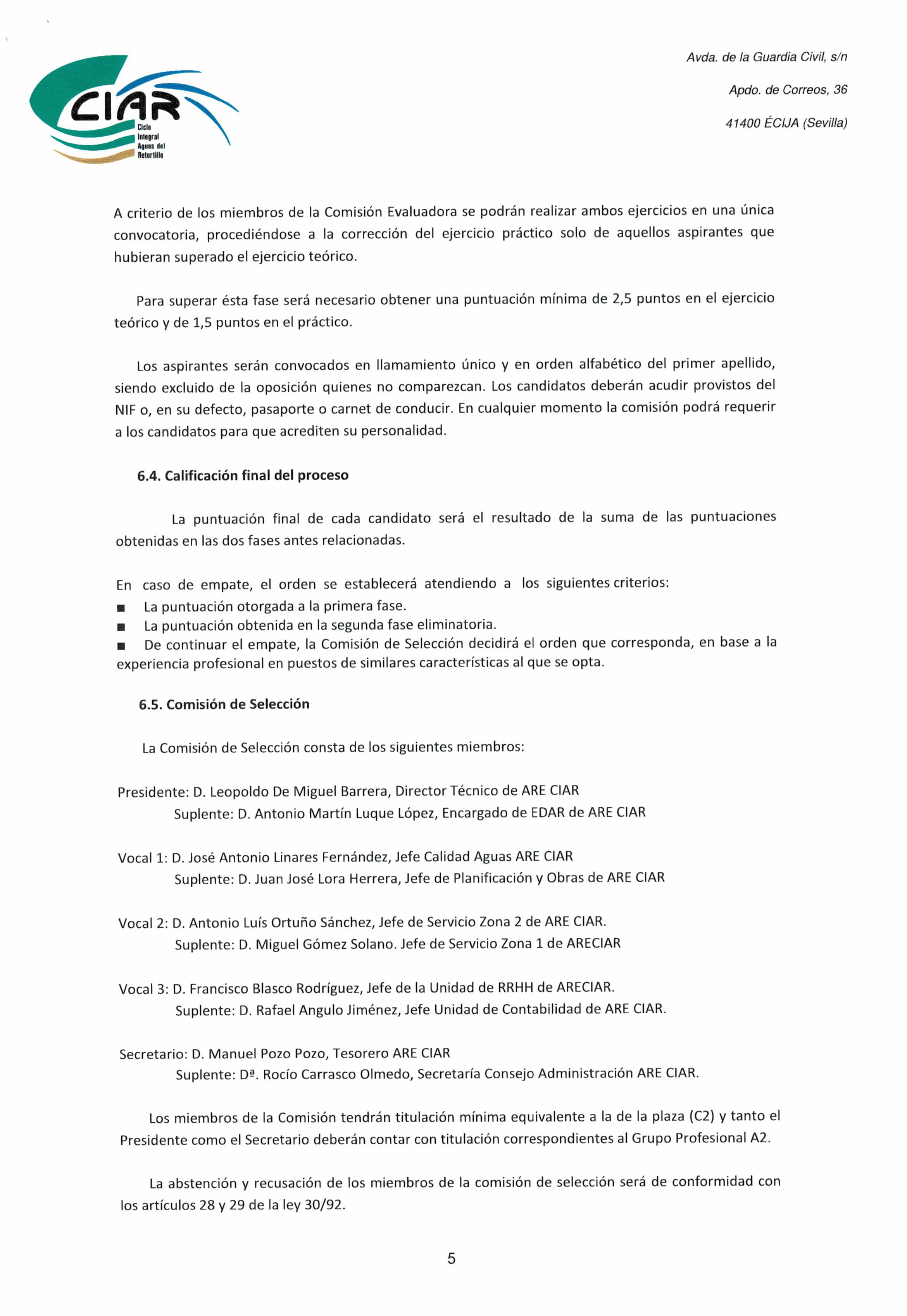 oferta de empleo CIAR-6