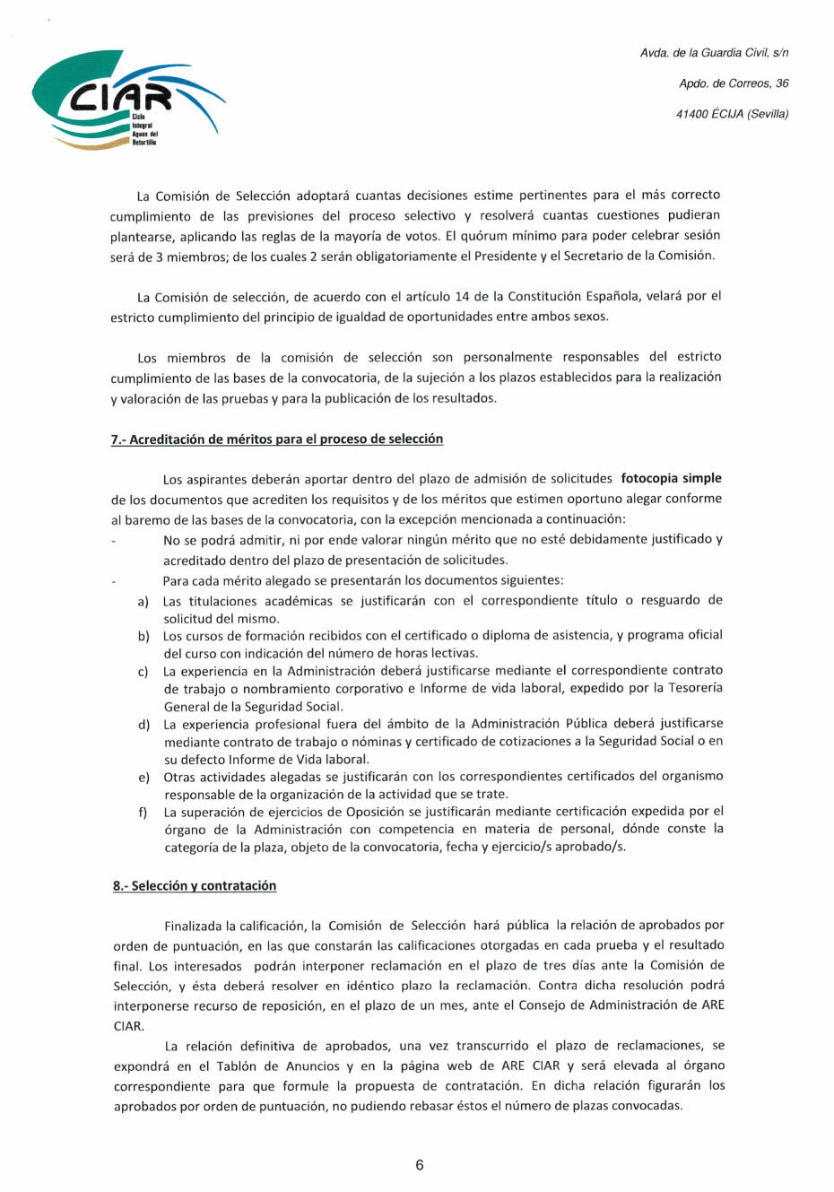 oferta de empleo CIAR-7