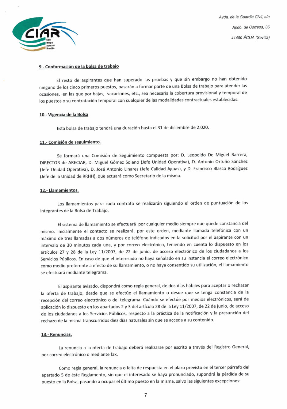 oferta de empleo CIAR-8